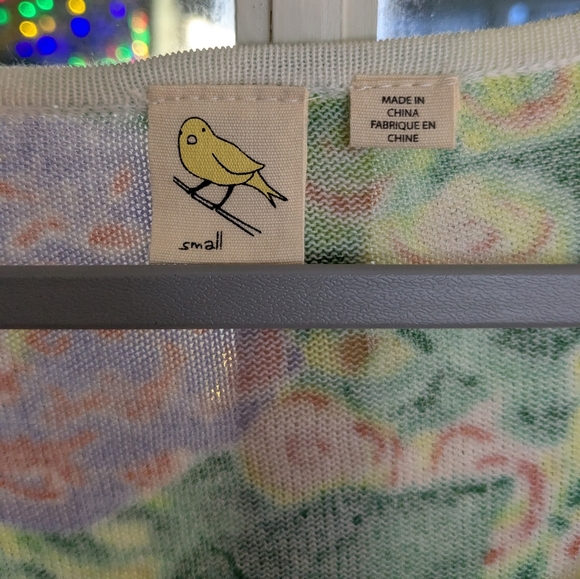 Anthropologie Floral Ruffle Cardigan Sweater Little Yellow Bird - Picture 5 of 8